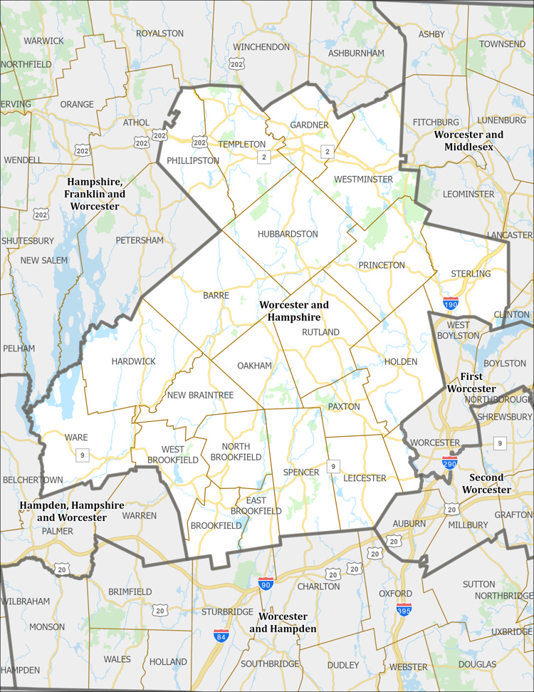 Worcester and Hampshire District Map